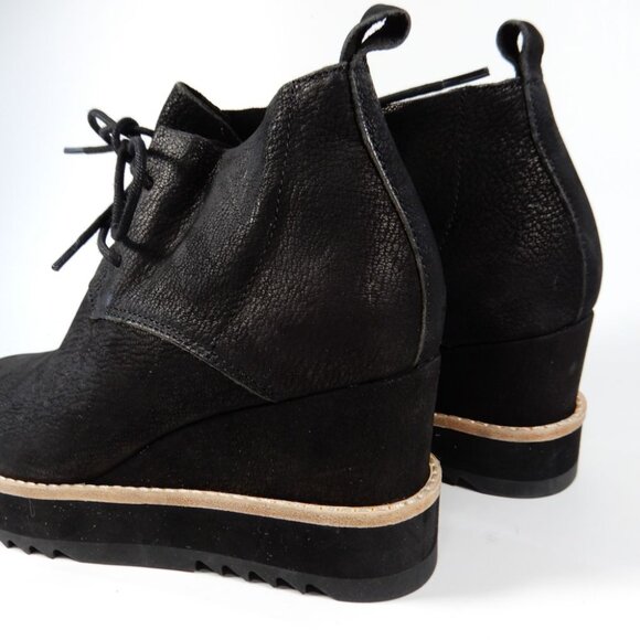 EILEEN FISHER Capa Wedge Boots Booties Size 7 Black Nubuck Leather NEW $265 - Picture 8 of 11